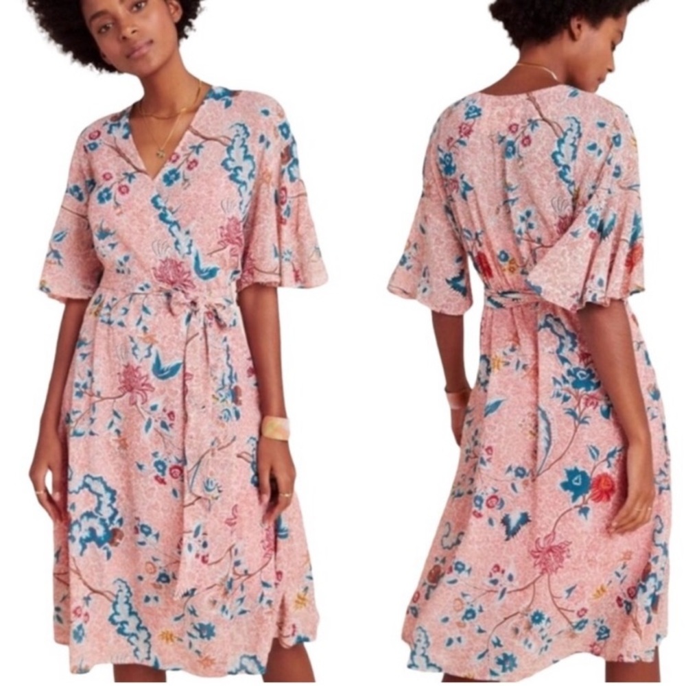 Anthropologie Maeve Adelaide Wrap Dress Floral Print Size XS